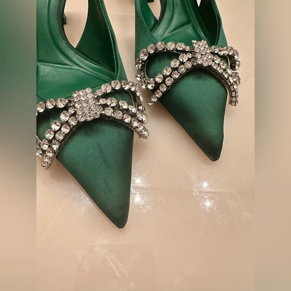 SOLD. DO NOT BUY Blogger fav 2 Zara pointed toe rhinestone embellished heels. - Picture 8 of 13